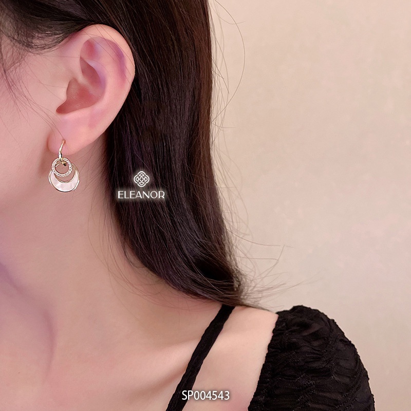 Bông tai nữ chuôi bạc 925 Eleanor Accessories dáng tròn đính đá sang chảnh phụ kiện trang sức 4543