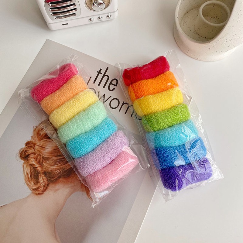 Bộ 7 Dây Cột Tóc Co Dãn Màu Sắc Cầu Vồng