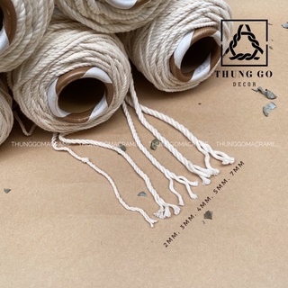 Dây thừng cotton macrame 3 xoắn 5mm TRẮNG KEM