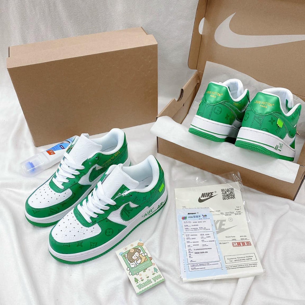 Giày AF1 LV xanh, Giày Air Force 1 LV xanh lá Green unisex mẫu mới 2023