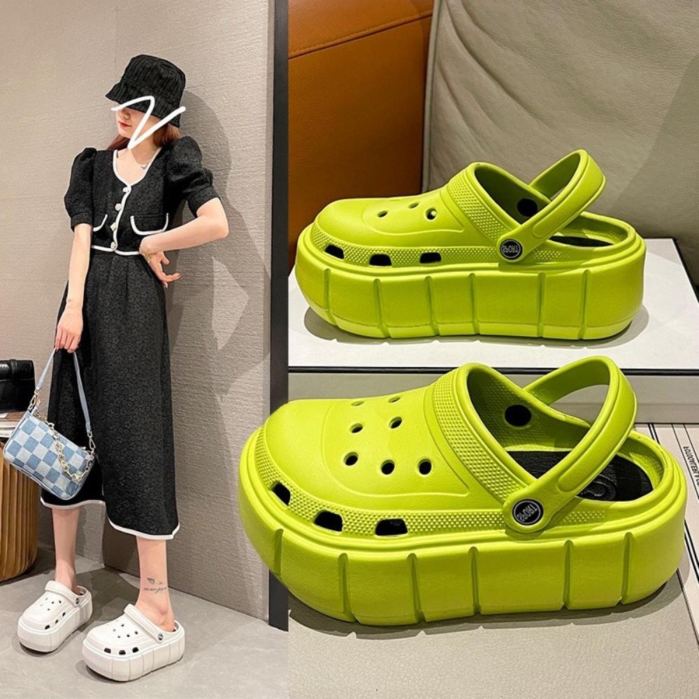 Dép sục bánh mì nữ Crocs đế cao đến 5cm siêu nhẹ đi êm chân cực hách chiều cao hot trend 2022