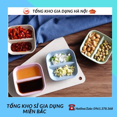 Đĩa Đựng Gia Vị 2 Ngăn Làm Bằng Lúa Mạch Cao Cấp 1580