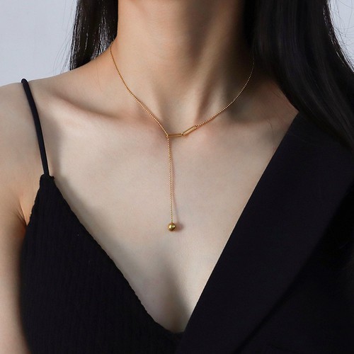 Dây Chuyền Nữ Kiểu Chữ Y Titan Ko Đen TT 3218