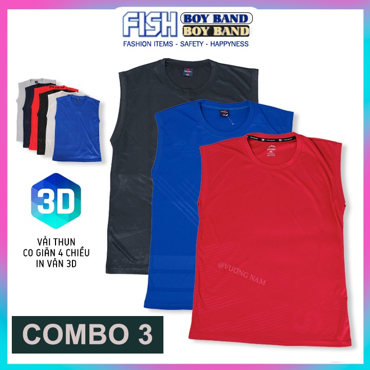 Áo tanktop ba lỗ nam 3 CÁI thể thao trơn vải xuất dư nhiều loại FF70D