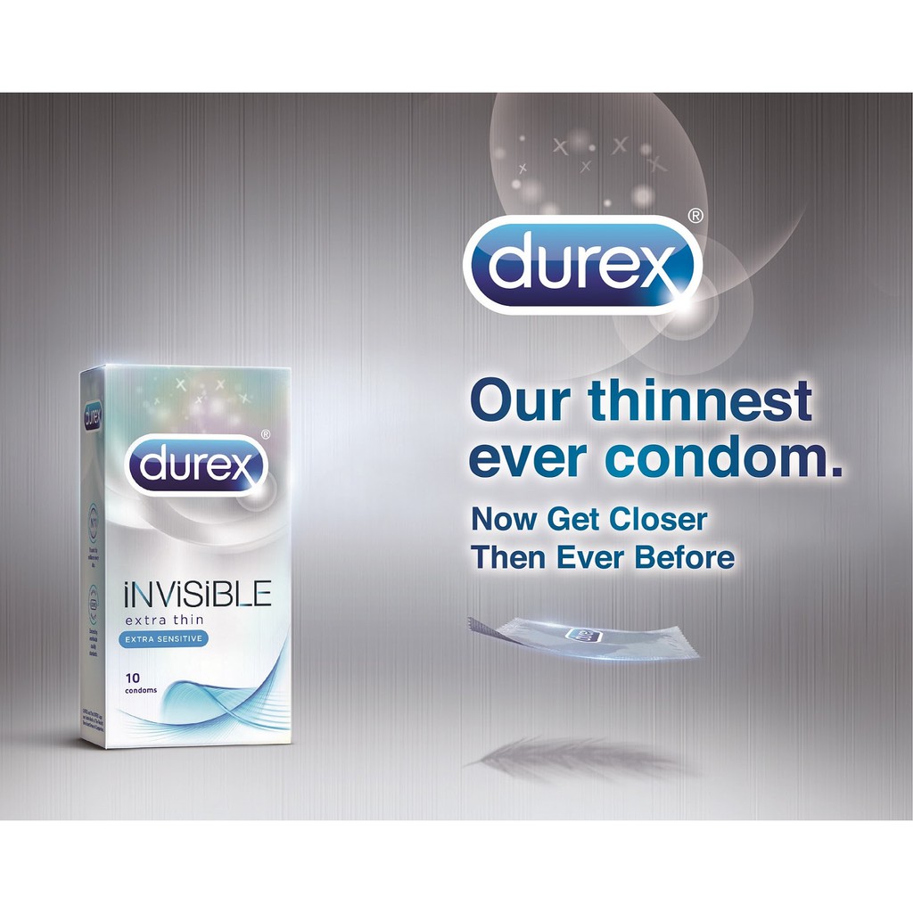 [Chính Hãng] - Bao cao su Durex iNViSiBLE Siêu Mỏng Tăng Cảm Giác Thật - Size 52mm, Xuất Xứ Thái Lan - Hộp 10c