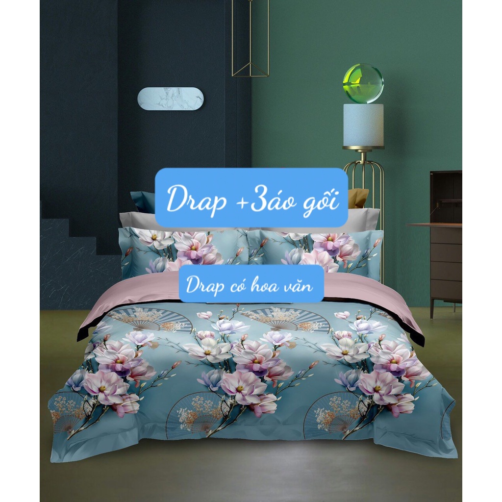 Bộ drap gối Tencel vải nhập Hàn Quốc đỉnh cao mát , mềm mại 4 MÓN { drap và 3 áo gối}