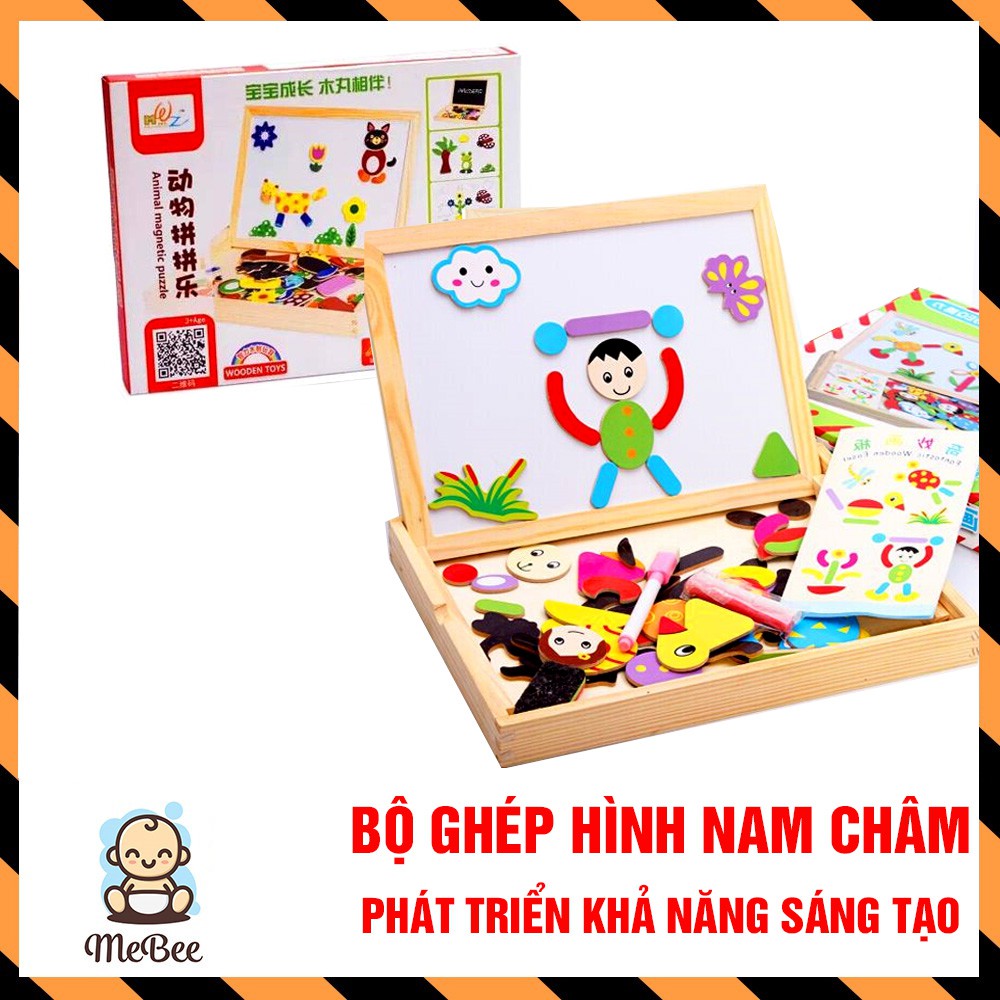 Bảng ghép tranh gỗ nam châm 2 mặt nhiều chi tiết cho bé [P0000010]