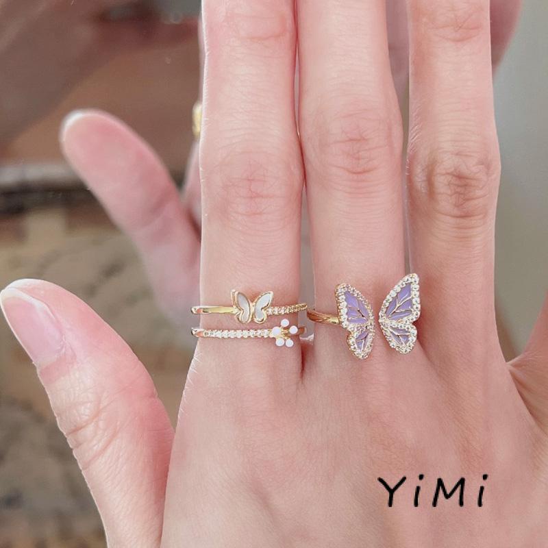 Nhẫn Hình Bướm Đính Ngọc Trai Nhân Tạo Thời Trang