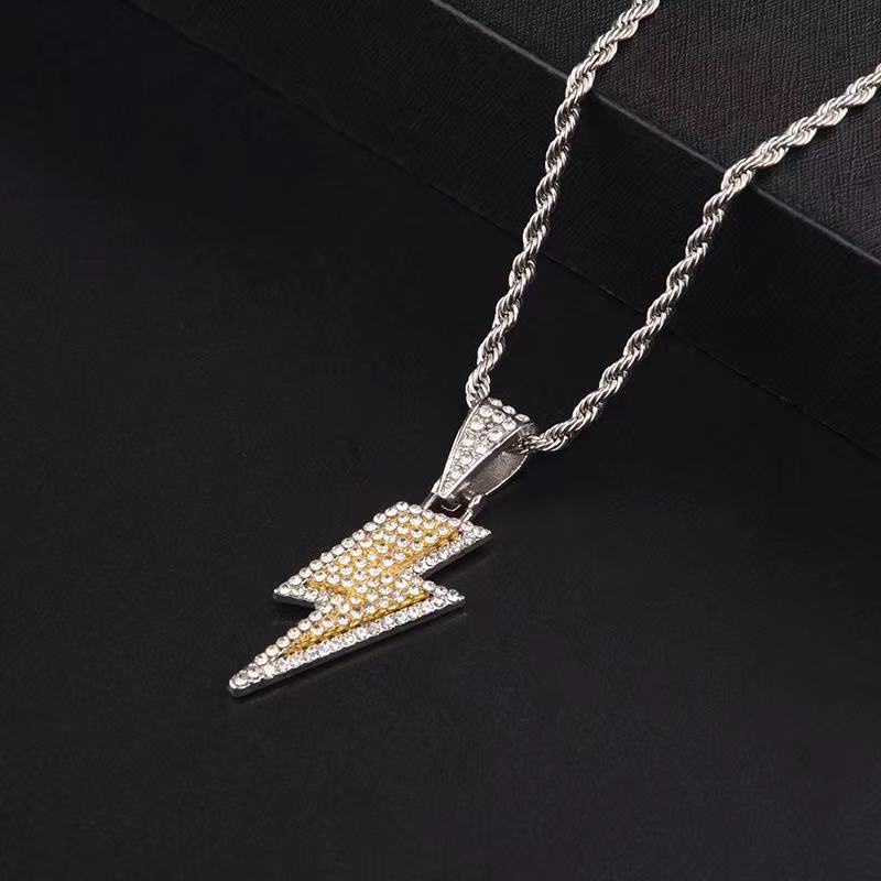 Vòng cổ nam nữ unisex dây chuyền Kuu Clothes màu bạc Titan đẹp phụ kiện thời trang - Vòng Cổ Tia chớp