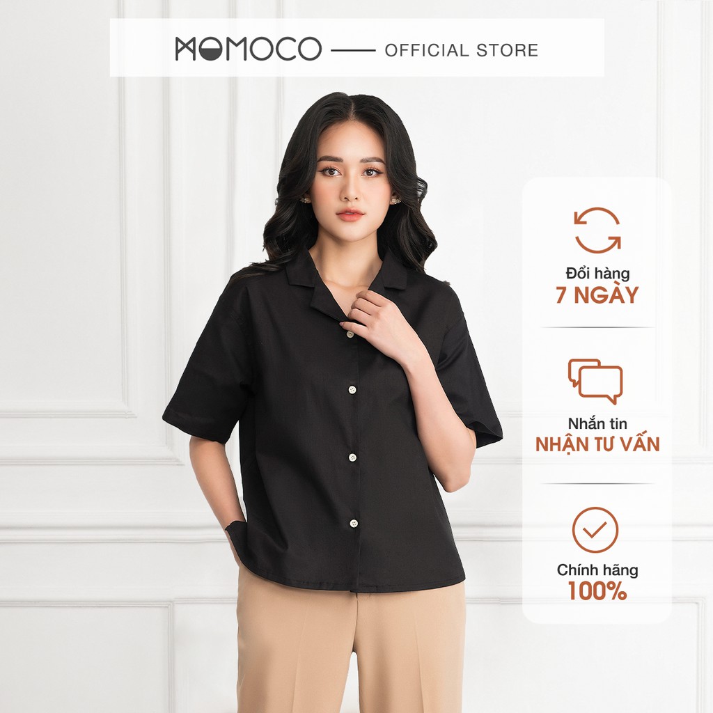 Áo Sơ Mi Cộc Tay Nữ MOMOCO Chất Linen, Cổ Ve Thoáng Mát ESSENTIALS Blend Short Sleeve Shirt - M2771