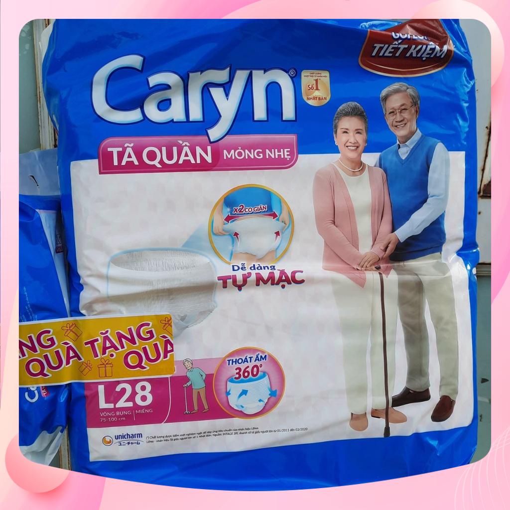 Tã quần caryn mỏng nhẹ L28 tặng thêm 2 miếng, tã caryn gói lớn siêu tiết kiệm dễ mặc chống tràn dành cho người lớn