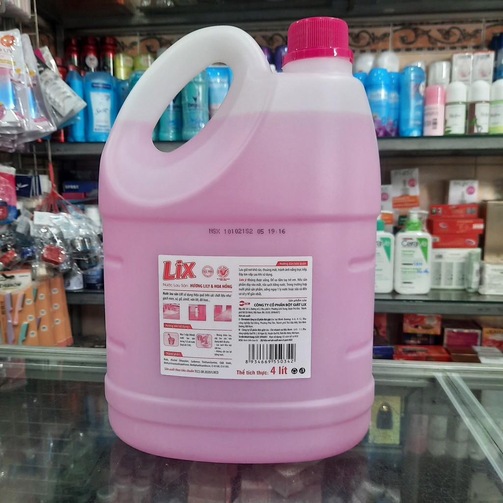 Nước lau sàn Lix hương lily &amp; hoa hồng can 4 lít