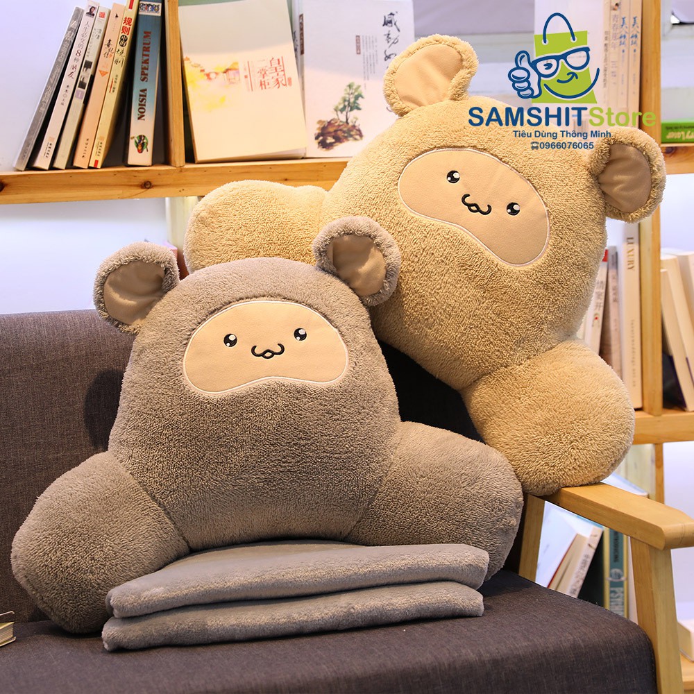 Gối Tựa Lưng KÈM CHĂN 3 in 1 Hình Hamster Ngộ Nghĩnh Cho Dân Văn Phòng, Ô Tô, Sofa, Đầu Giường, Trẻ Em - GTL09