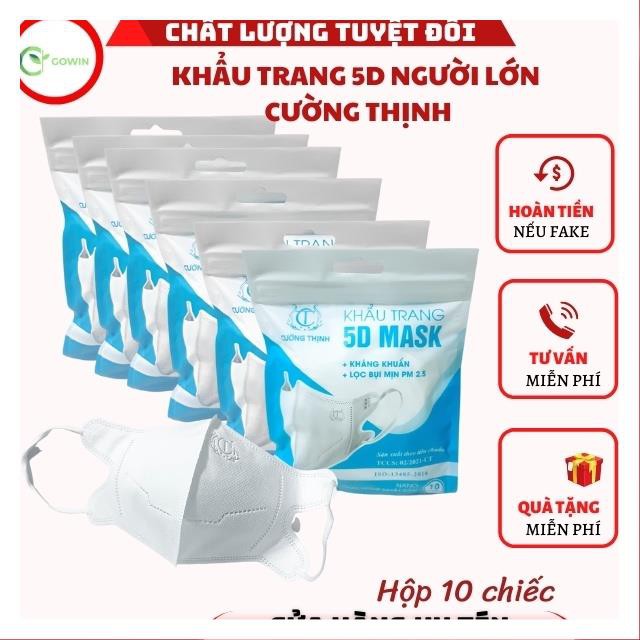 Khẩu Trang 5D Mask Y Tế Cường Thịnh Xuân Lai Chất Dày Dặn Quai Thun Bền Dáng Đẹp Ôm Sát Mặt Hộp 10 Chiếc