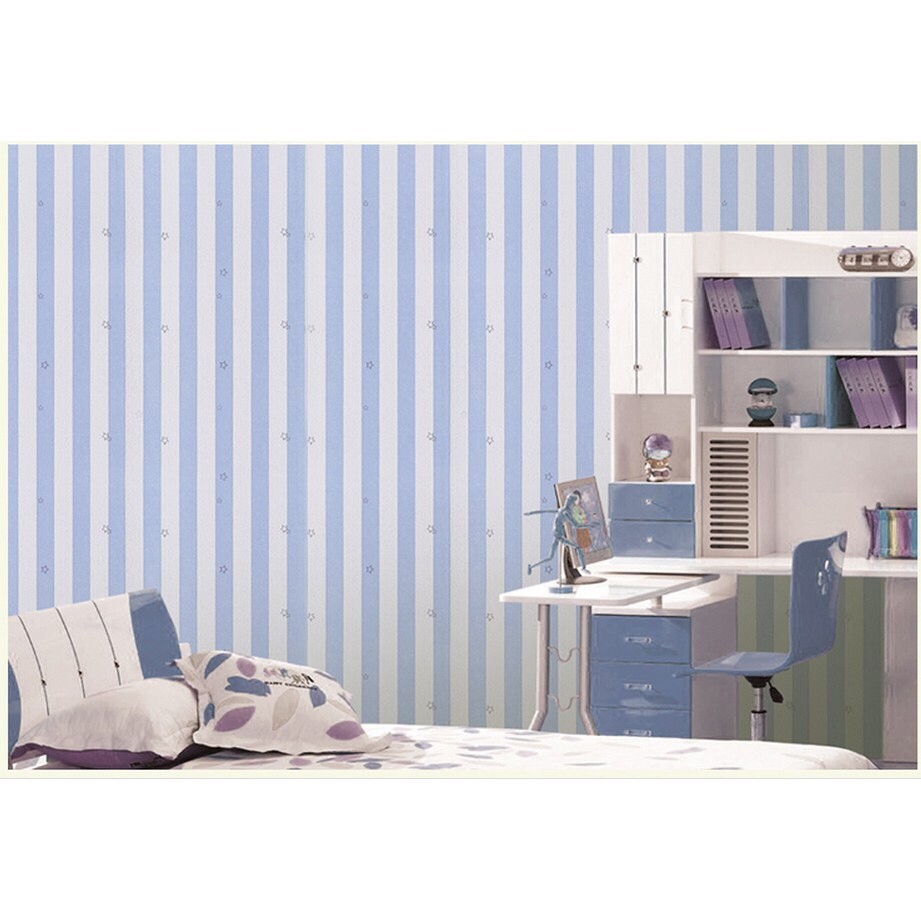 DECAL 1m Giấy dán tường khổ rộng 45cm ( có sẵn keo ) - NGÔI SAO SỌC XANH DƯƠNG ELL080 | BigBuy360 - bigbuy360.vn