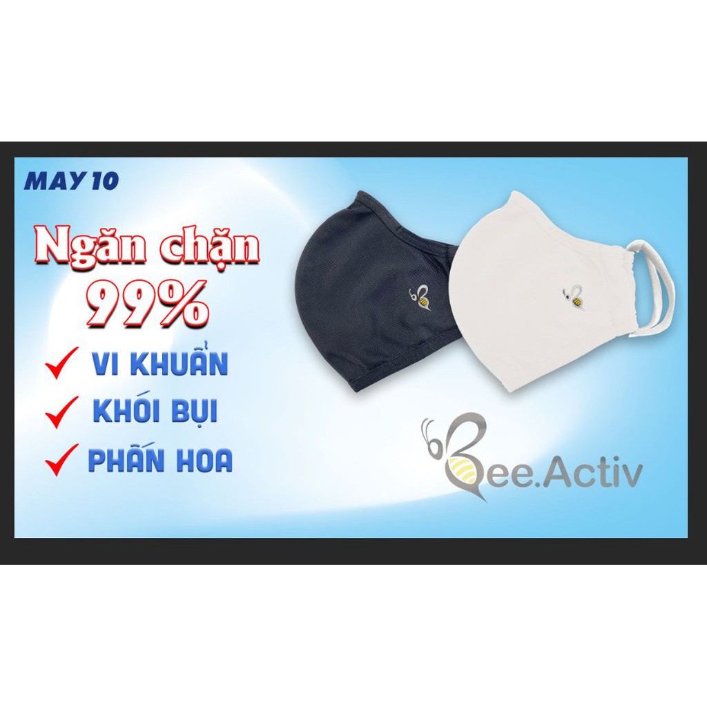 [CHÍNH HÃNG MAY 10] Khẩu trang vải 4 lớp kháng khuẩn Bee - an toàn, dễ thở