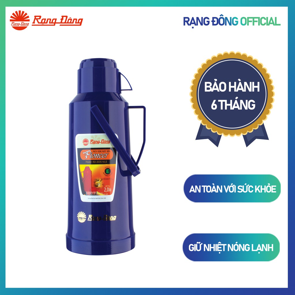 Phích Đựng Nước, Phích Giữ Nhiệt 2 Lít Vỏ nhựa RẠNG ĐÔNG Model: RD 2035 N1.E