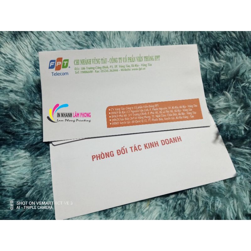 Combo 100 phong bì in tên công ty, phong bì theo yêu cầu, logo, thương hiệu của công ty - kích thước 12x22cm