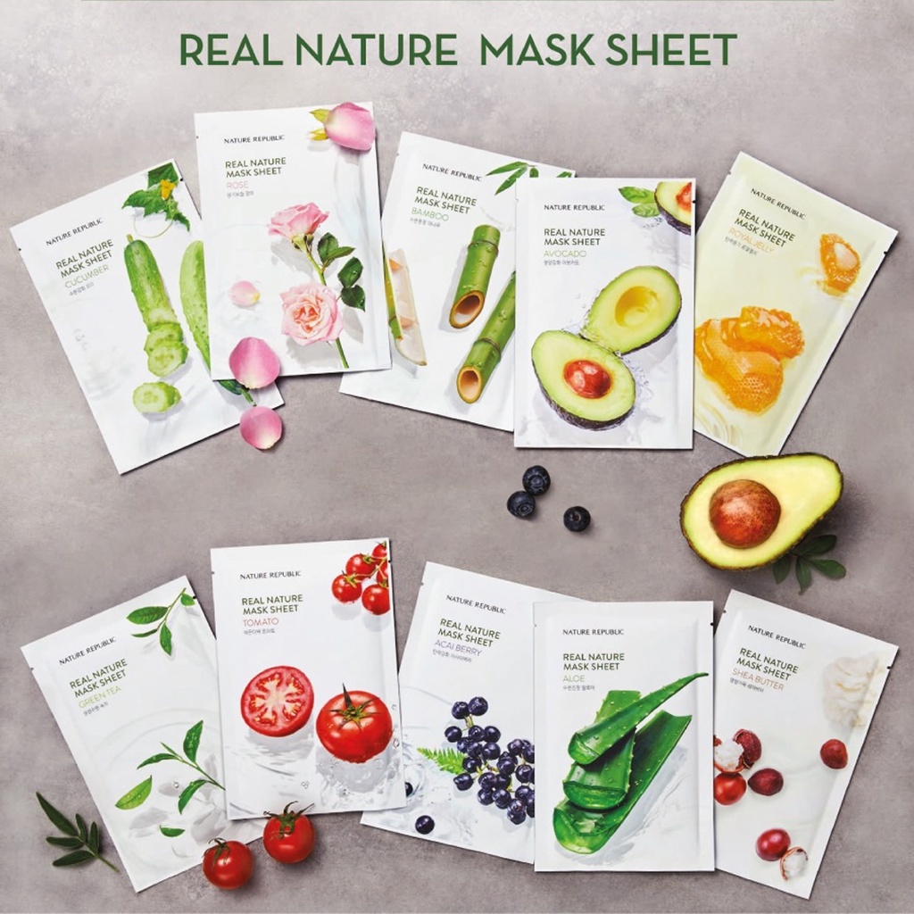 Mặt Nạ Giấy Cấp Ẩm, Dưỡng Trắng Da Nature Republic Real Nature Mask Sheet 23ml