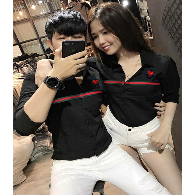 BST ÁO SƠ MI ĐEN CẶP ĐÔI SIÊU HOT | ÁO ĐÔI NAM NỮ MÀU ĐEN ĐẸP