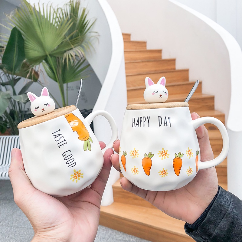 Ly sứ có nắp dễ thương in hình CARROTS cực đẹp
