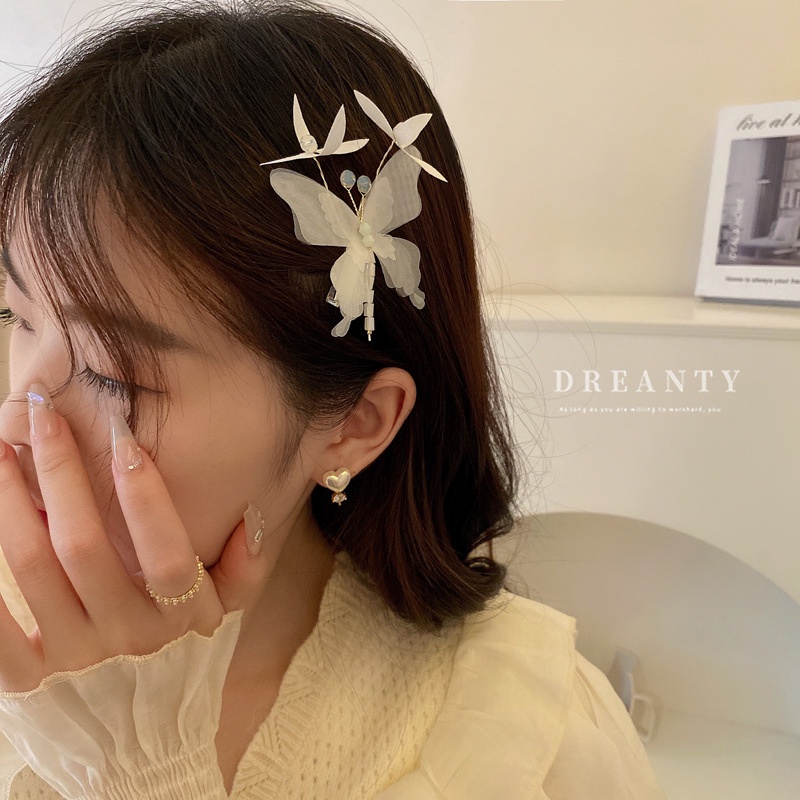 Bộ 2 Kẹp Tóc Hình Hoa / Bướm Đính Pha Lê Độc Đáo Thời Trang Cho Nữ