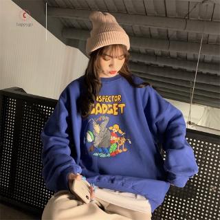 Áo sweater dài tay in hình hoạt hình dễ thương phong cách Hàn Quốc cho nữ