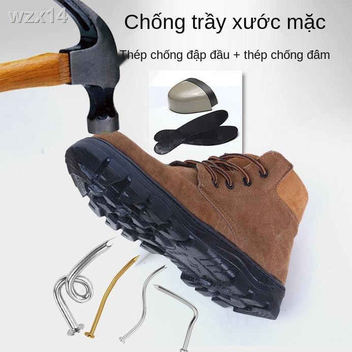 giày bảo hộ lao động nam mũi thép thoáng khí chống va đập và đâm xuyên thợ hàn điện bong tróc, trơn trượt , côn