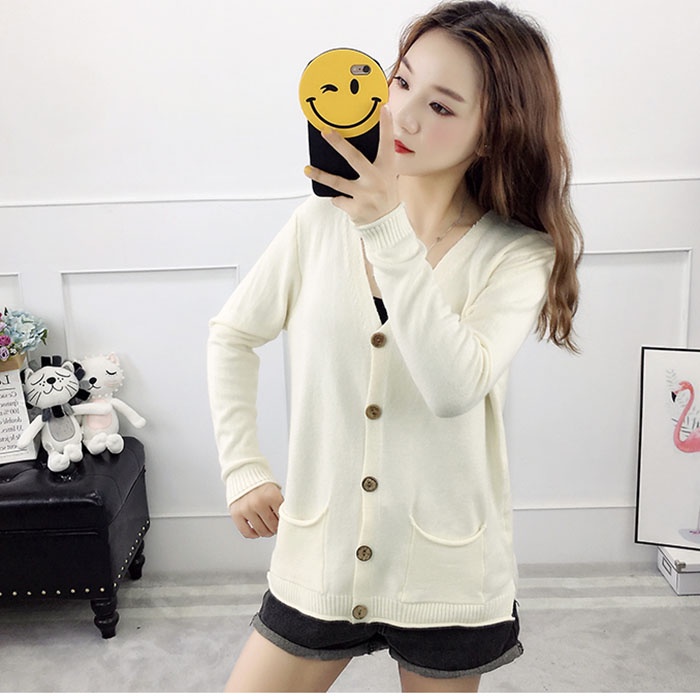Áo khoác cardigan len nữ, kiểu dáng áo khoác nhẹ phối 2 túi trước, thời trang phong cách trẻ