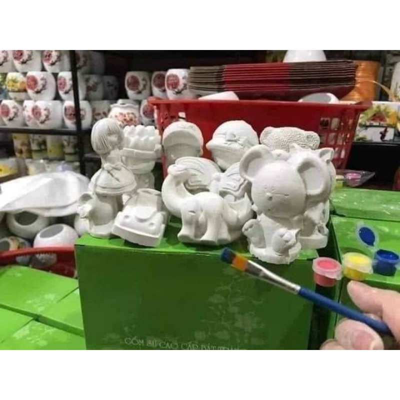 Tượng tô màu cho bé, bé tô tượng set 10 con kích thước 5-10 cm tặng kèm màu và bút tô
