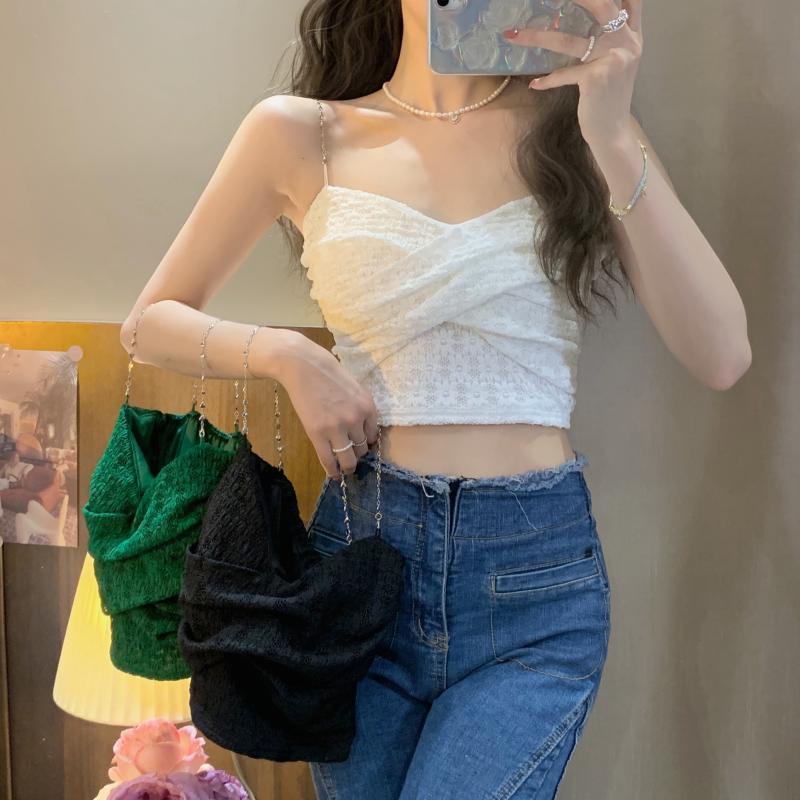 Áo Ống Hai Dây Viền Ren Đơn Giản Phong Cách Hàn Quốc Cho Nữ