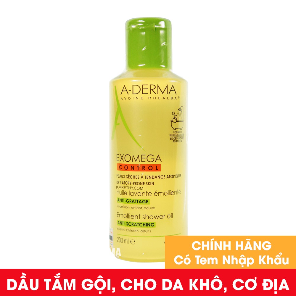 Sữa tắm ADERMA EXOMEGA CONTROL Shower Oil cho da khô, da cơ địa