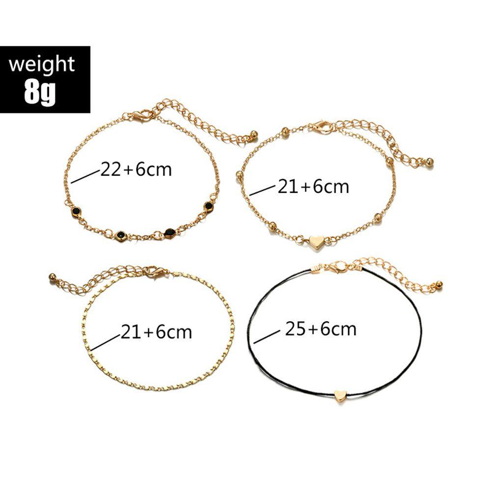 Set 4 Vòng Đeo Cổ Chân Phong Cách Boho Mới|Dây Chuyền Dạng Chuỗi Màu Đen Cá Tính