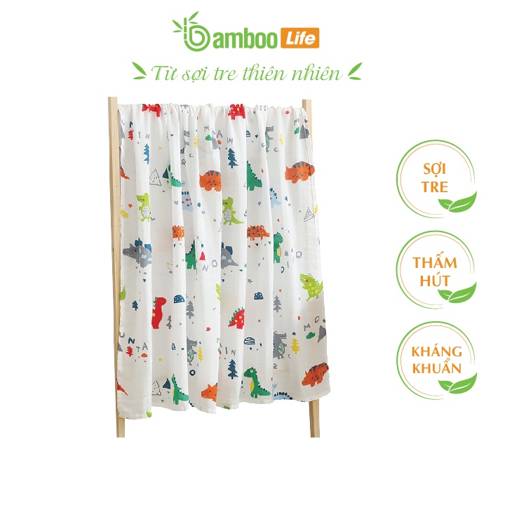 Khăn tắm cho bé sợi tre Bamboo Life BL054 quấn chũn kháng khuẩn giúp bé ngủ ngon, chống giật mình