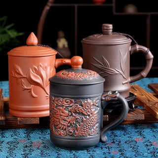 Bộ tách uống trà bằng gốm sứ có nắp đậy làm quà tặng văn phòng