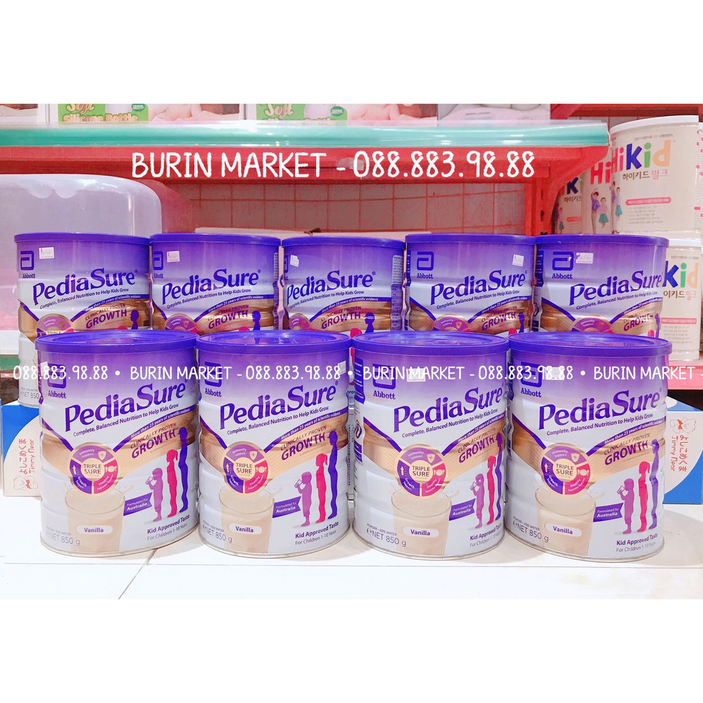 Sữa tăng cân cho bé Pediasure Úc nắp tím 850gr, sữa bột cung cấp nguồn dinh dưỡng cho trẻ biếng ăn - Burin Market