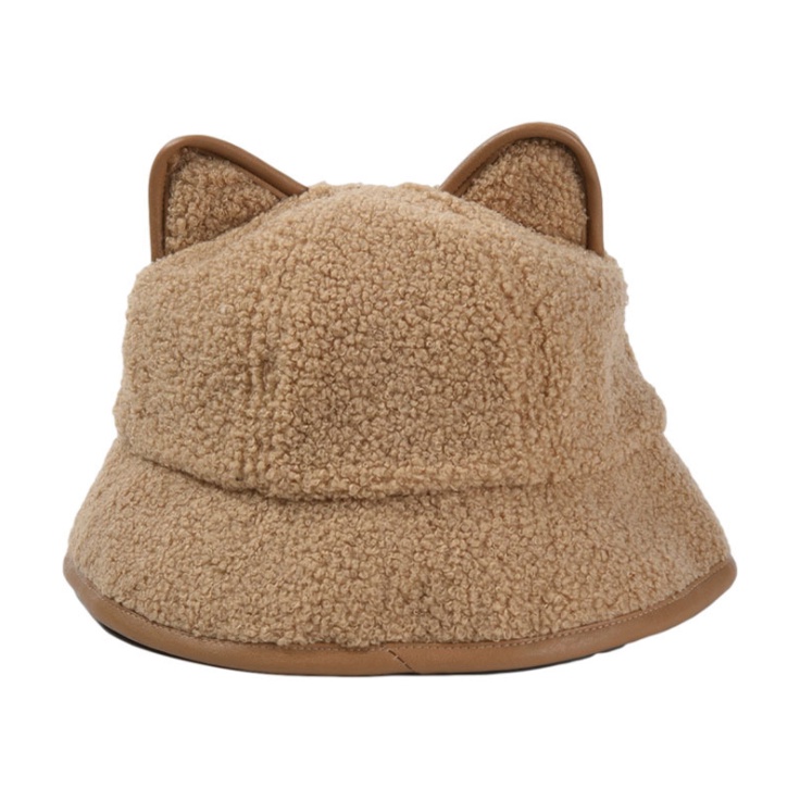 Mũ bucket lông cừu mịn viền da nón bucket nữ tai gấu dễ thương phong cách Hàn Quốc SAIGON HAT