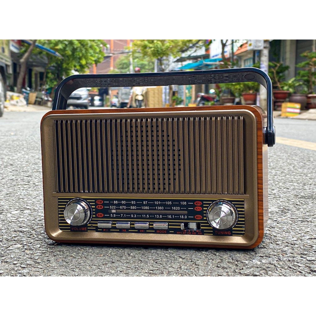 Đài FM Bluetooth Hairun HR-510BT - Loa bluetooth kết hợp đài radio - Phong cách cổ điển vintage - Vỏ gỗ sang trọng