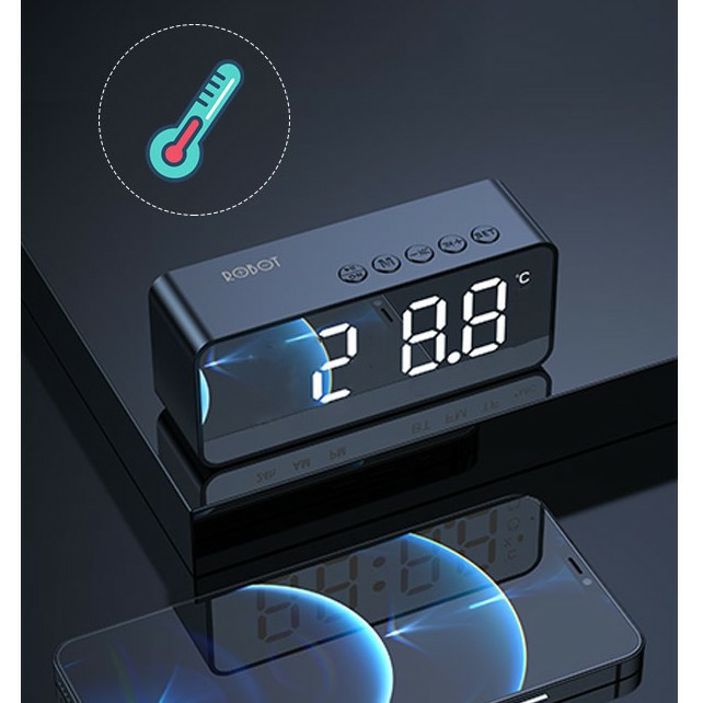 Loa Bluetooth 5.0 ROBOT RB150 Màn Hình LED Kiêm Đồng Hồ Báo Thức - Hỗ Trợ Nghe FM, Thẻ Nhớ
