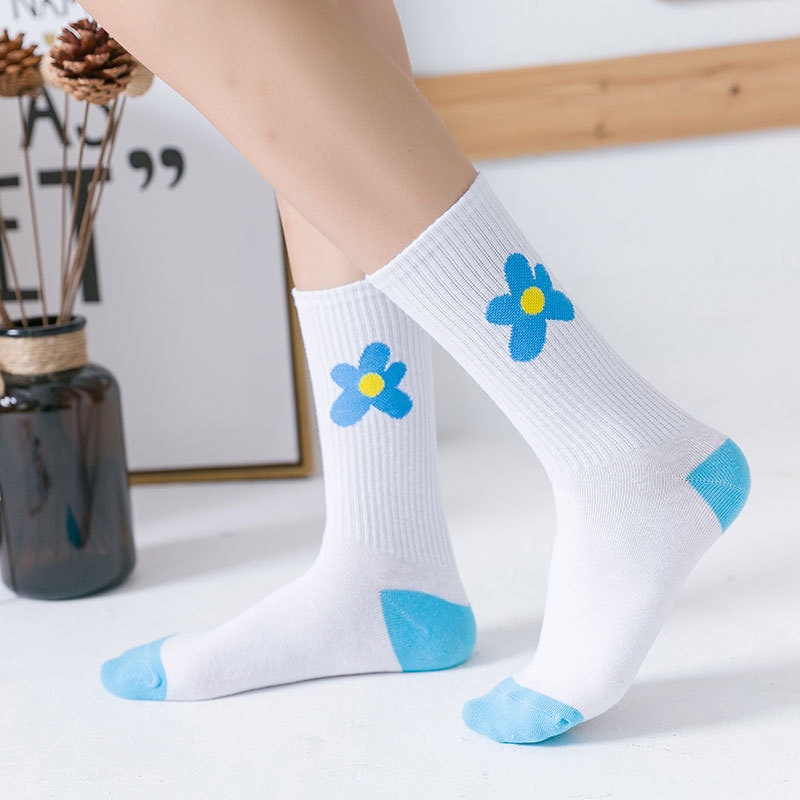 WAFNHA D379 Vớ Cổ Vừa In Hoa Phong Cách Hàn Quốc Thời Trang Cho Cặp Đôi