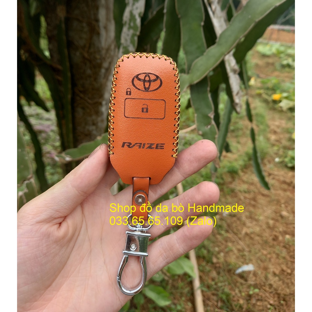 Bao da chìa khóa Toyota Veloz cross, Raize, Avanza, Wigo 2023 bằng da bò, kèm tặng móc khóa