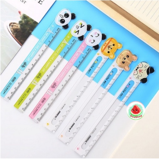 Thước kẻ acrylic trong suốt Hoạt Hình 15cm - Thước Động Vật Gấu trúc/ Mèo con/ Chó con... 🍉Duashop🍉