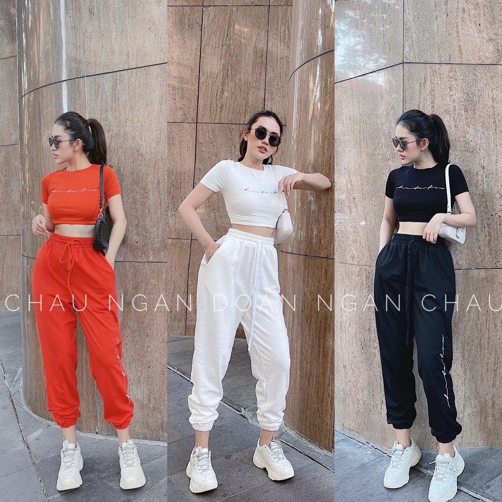 Sét Croptop Chữ Kí Mix Quần Boom