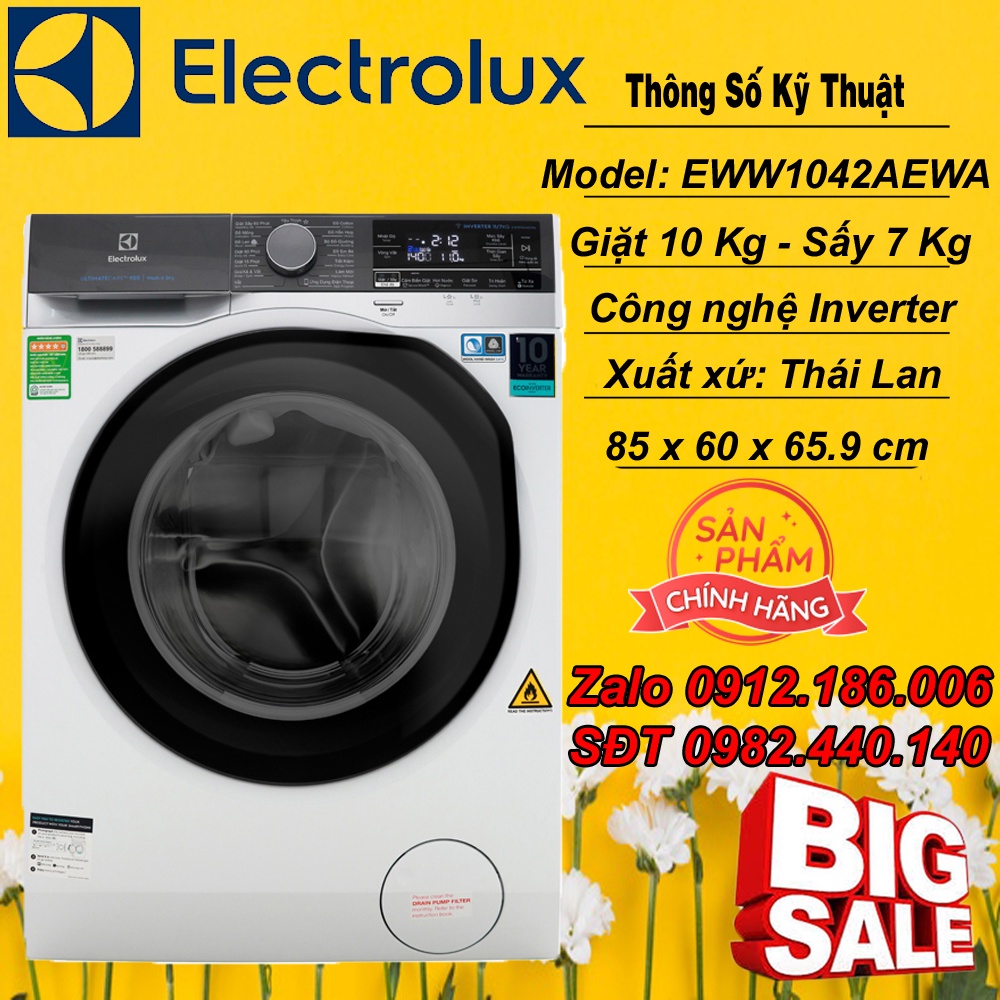 Máy giặt sấy Electrolux Inverter 10 kg EWW1042AEWA