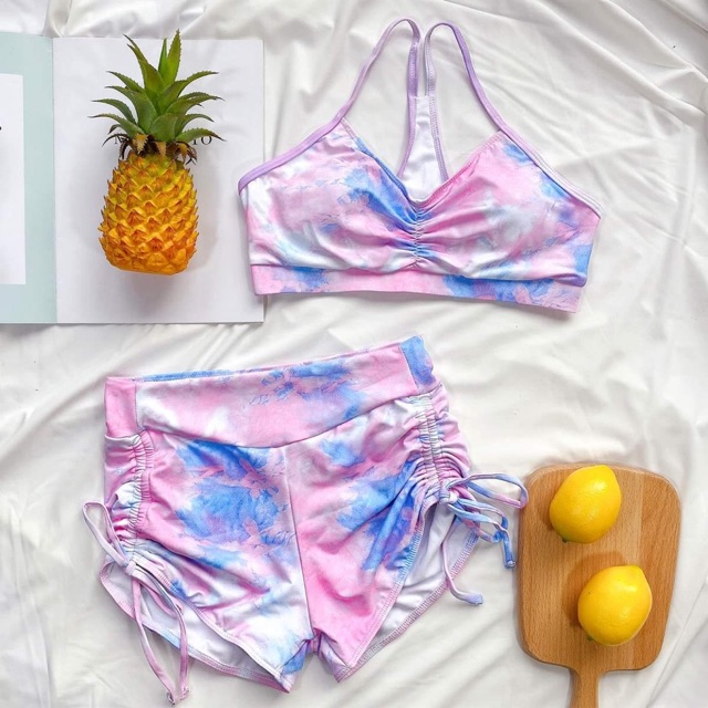 [BKN754] &lt;ÂU&gt; SET BIKINI SPORTY LOANG XANH/HỒNG (CẠP CAO)