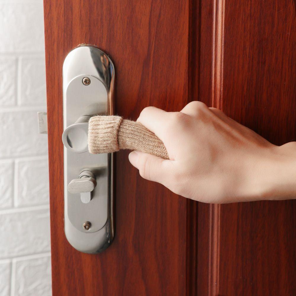 Bộ 4 Vỏ Bọc Núm Vặn Cửa Phòng Khách Dệt Kim Ấm Áp An Toàn Cho Bé