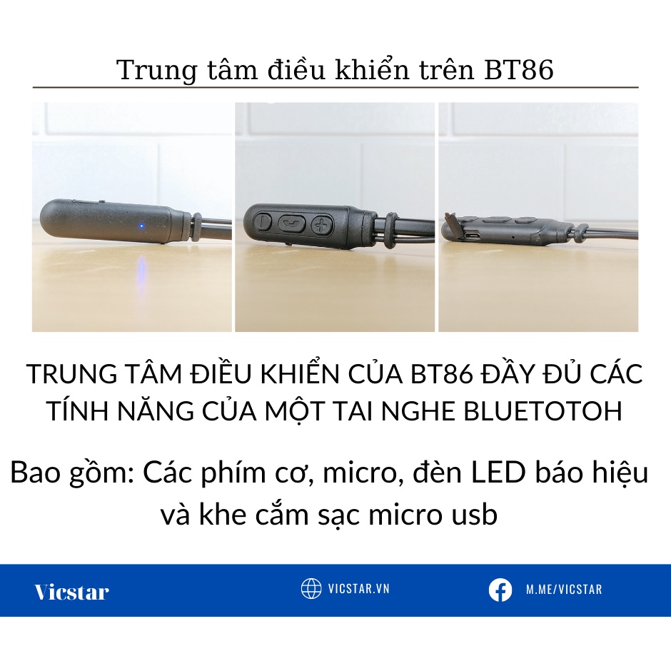 Tai nghe Bluetooth BT86 sử dụng 11 tiếng, âm bass ấm, âm lượng to, mic đàm thoại tốt