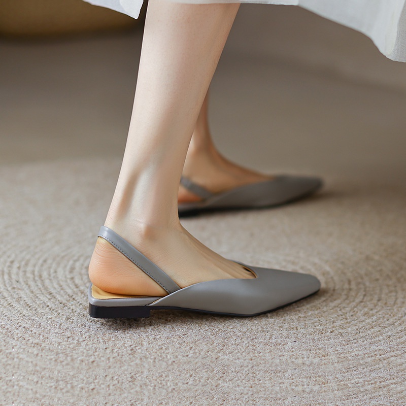 Giày sandal IELGY mũi vuông hở gót phong cách retro đơn giản cho nữ