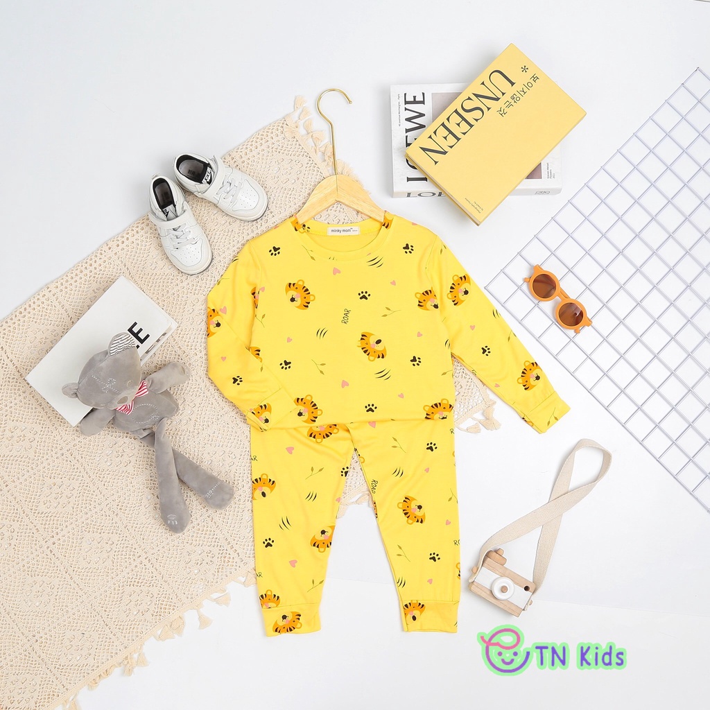 [Bé 7-27kg] Bộ dài tay thun lạnh in Hổ Minky Mom mềm mịn mát cho bé trai bé gái từ 18-32kg - HÀNG LOẠI 1