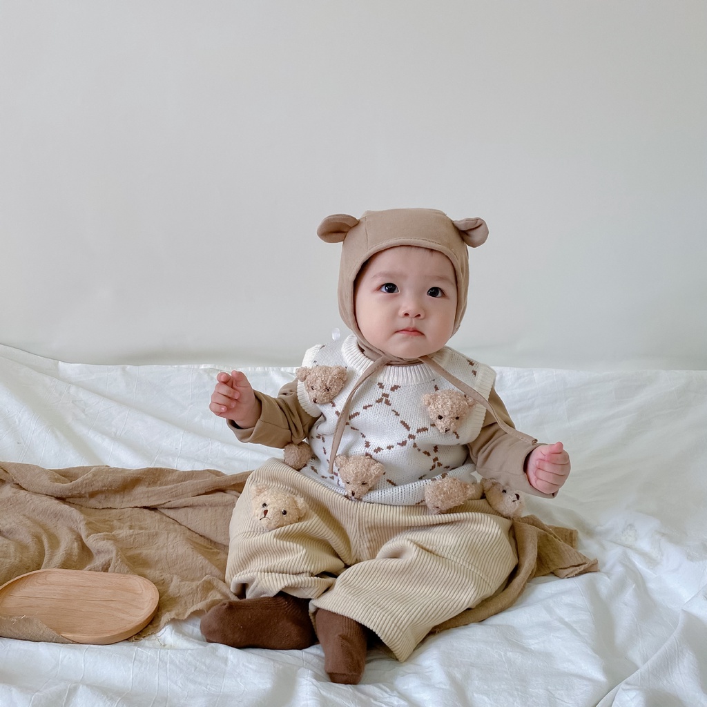 Áo Sweater Dệt Kim Sát Nách Kiểu Vintage Dễ Thương Cho Bé Sơ Sinh